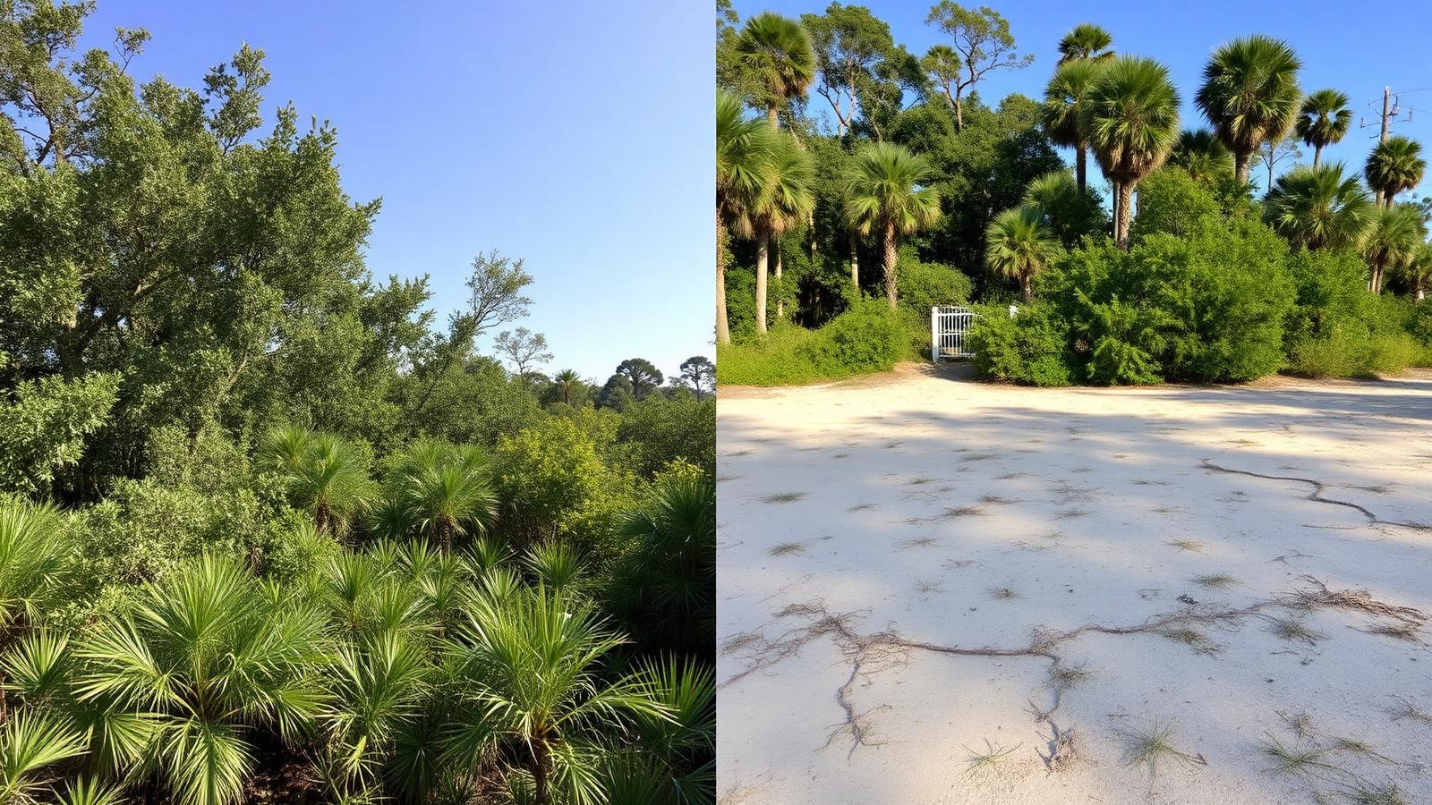 Before and after land clearing